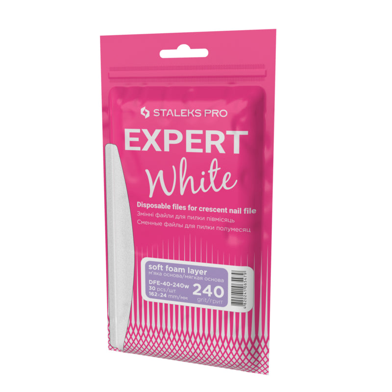 Staleks Pro Expert 40 Witte Vervangbare Vijlen Halve Maan Met Foam Wit 30 Stuks (DFE-40-serie)